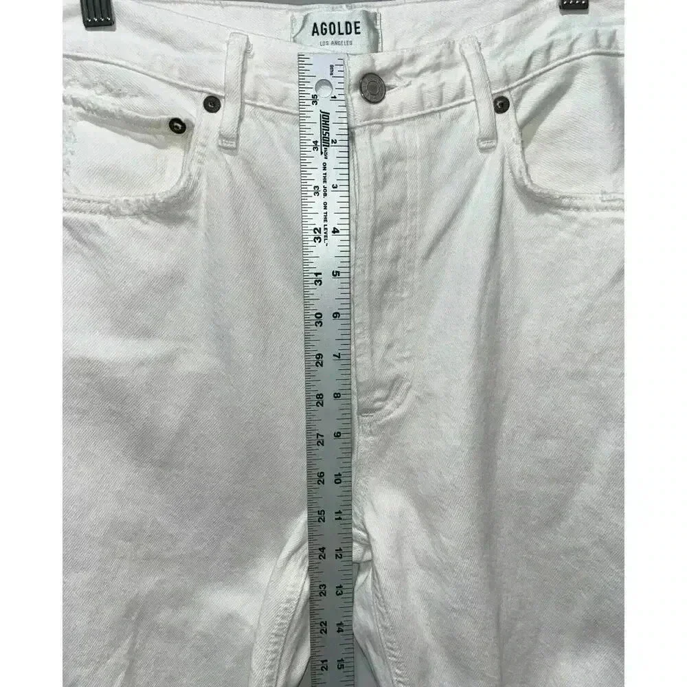 Agolde Riley High Rise Straight Crop White Veil 100% Cotton Jeans Size 28